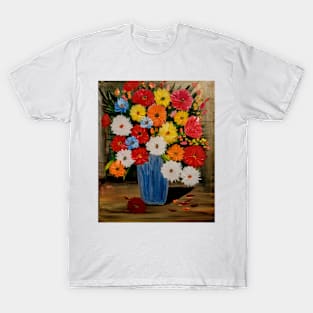 Some mixed flowers with metallic blue vase T-Shirt